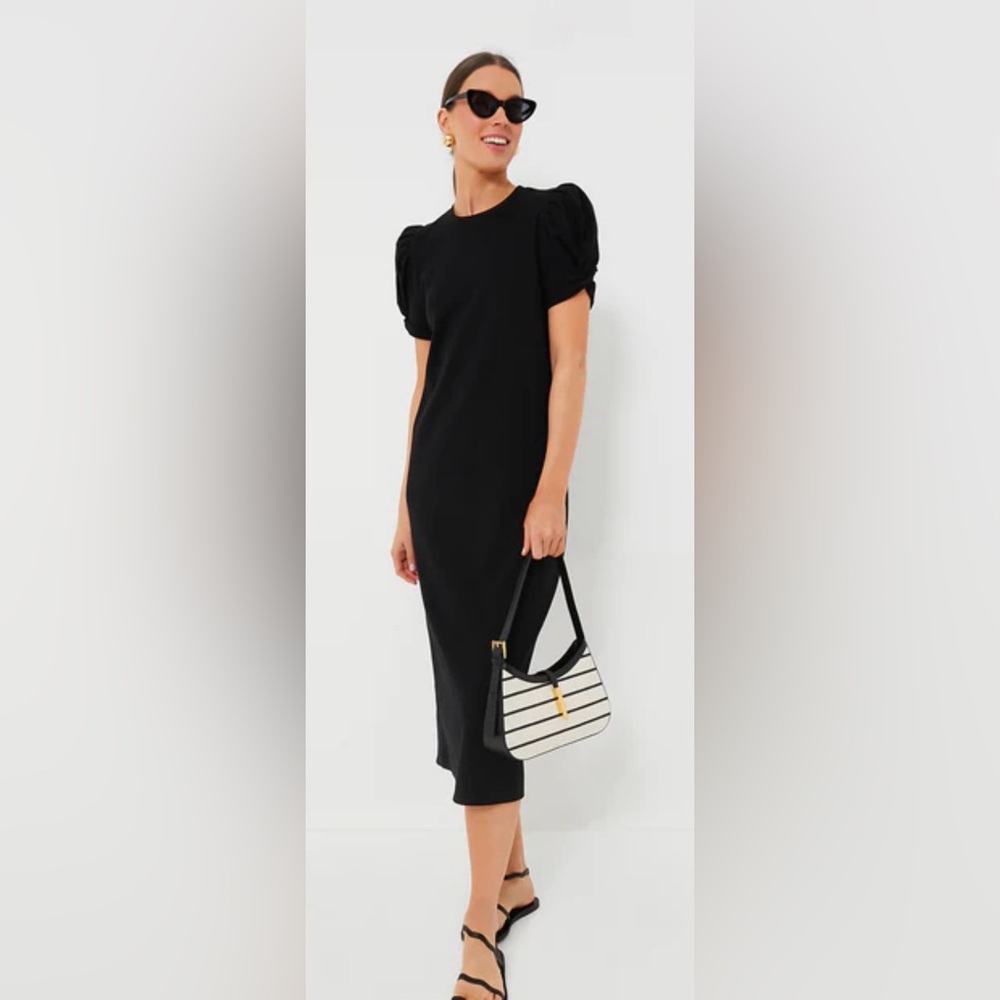 POMANDER PLACE TUCKERNUCK Black Short Sleeve Vesty Midi Dress Small